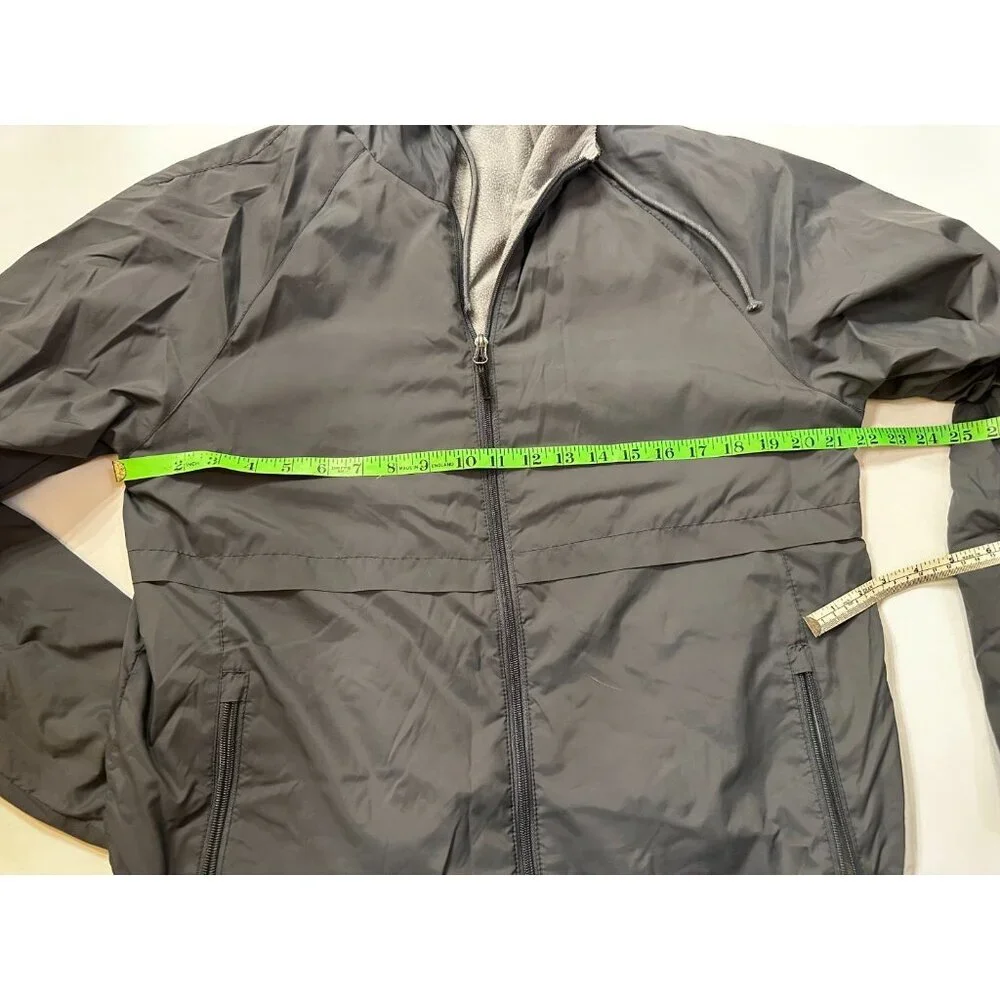 New Balance Lightweight Hooded Windbreaker Jacket M Gray Fleece Lined Running